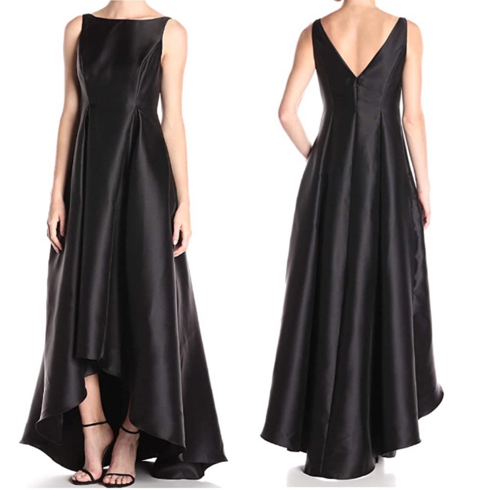 Adrianna Papell mikado hi low sleeveless special occasion long dress - Picture 5 of 8